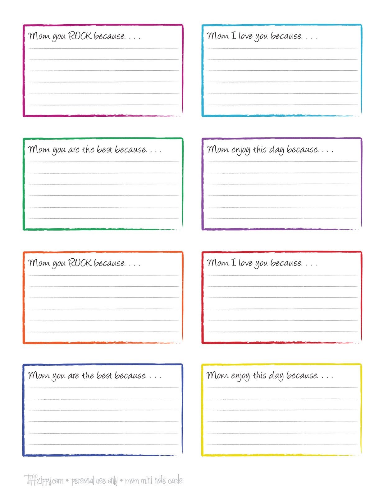 Note Card Template Free Tiffzippy Just Zipping Through Free Printable Mom