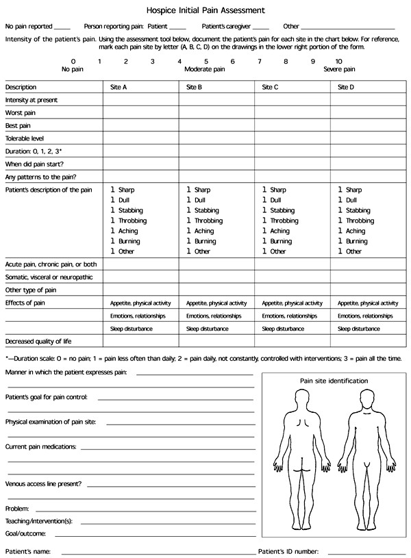 Nursing assessment form Template Challenges In Pain Management at the End Of Life
