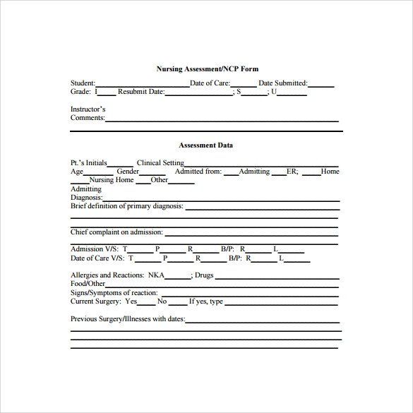 Nursing assessment form Template Nursing assessment Sample 8 Documents In Pdf Word Ppt