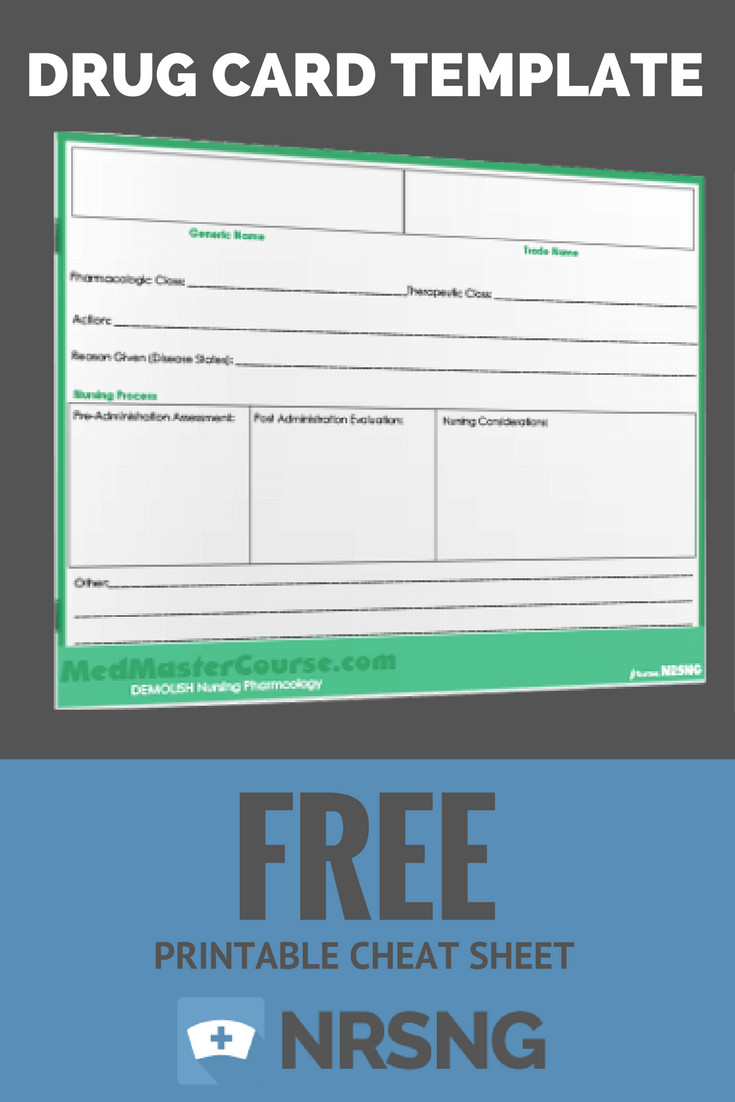 Nursing Drug Card Template Free Printable Cheat Sheet Drug Card Template