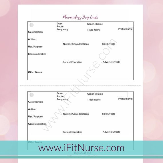 Nursing Drug Card Template Pharmacology Drug Card Template Products