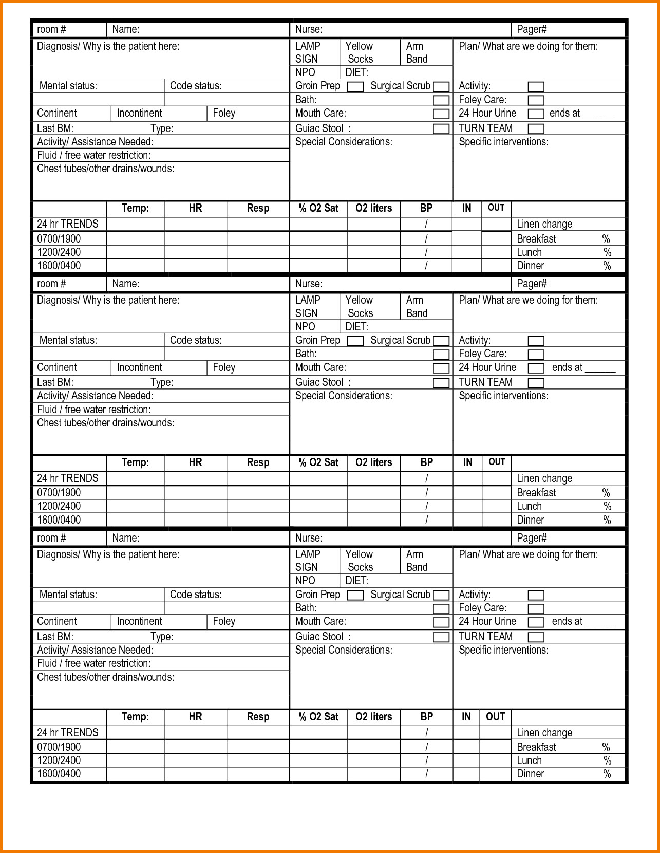 Nursing Report Sheet Template Nurses Report Template – Printable Year Calendar