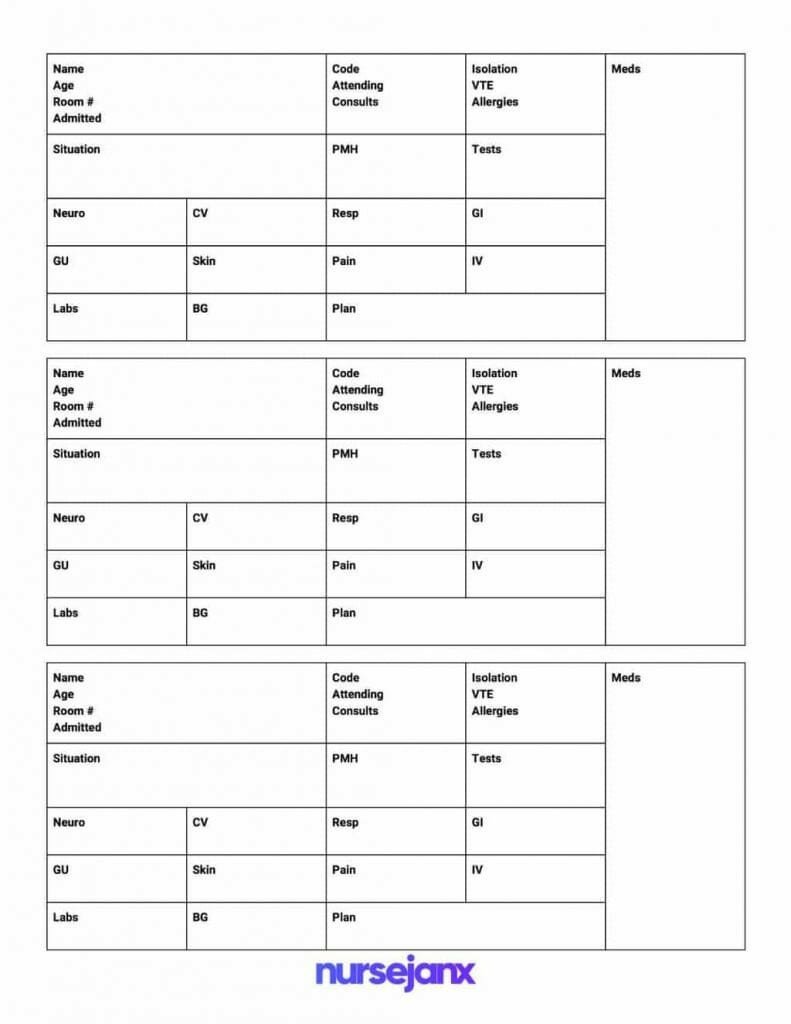 Nursing Report Sheet Template the Best Sbar & Brain Free Nursing Report Sheets 2018