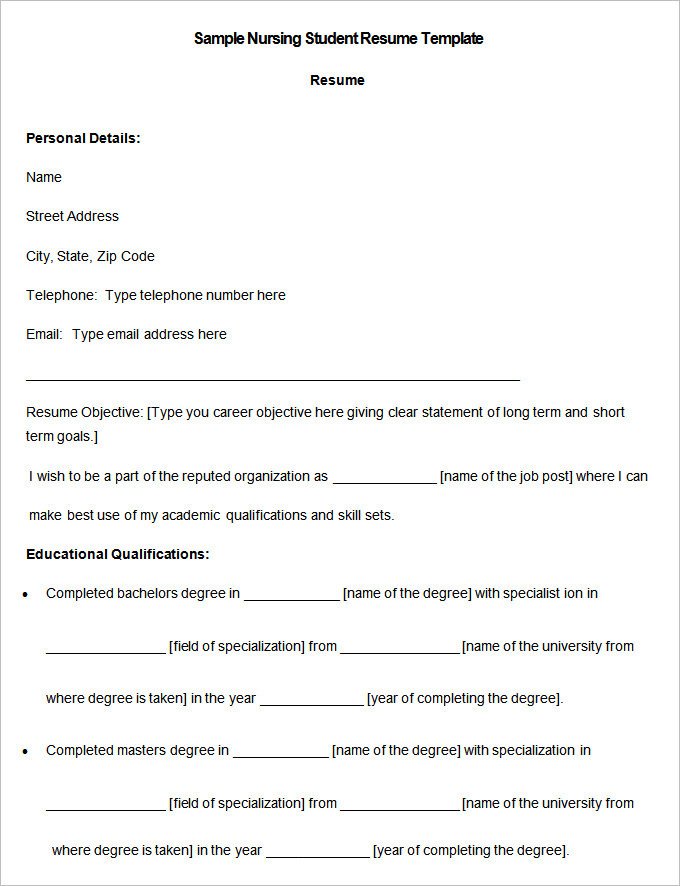 Nursing Student Resume Template Nursing Resume Template – 10 Free Samples Examples