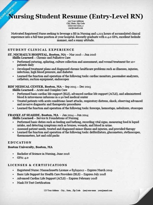Nursing Student Resumes Examples Entry Level Nursing Student Resume Sample &amp; Tips