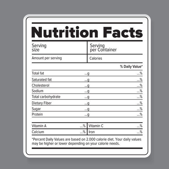 Nutrition Facts Template Word Nutrition Facts Vector Label Objects On Creative Market