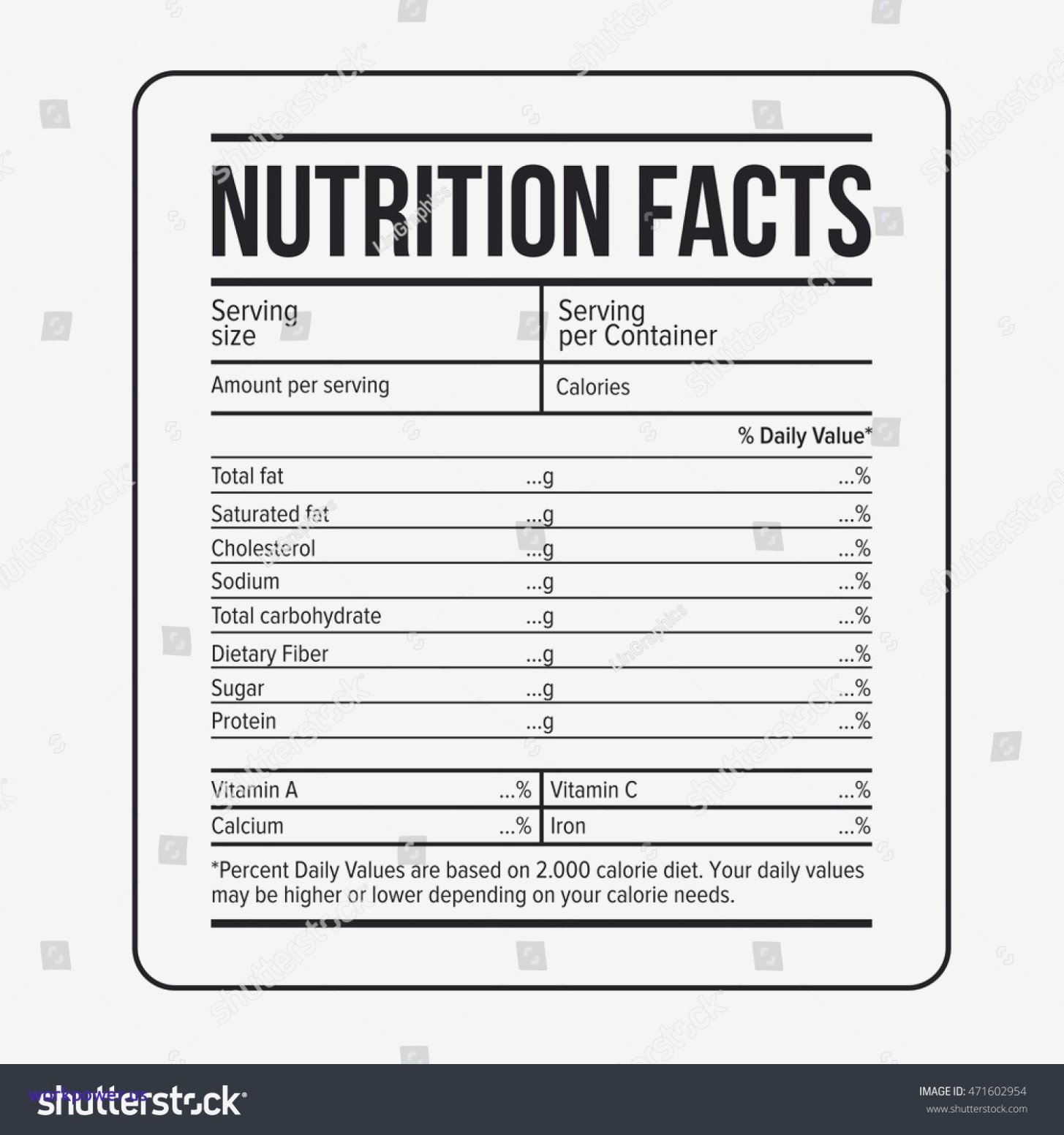 Nutrition Label Template Excel Nutrition Label Template Blank