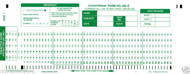 Office Depot Scantron 882 Genuine Scantron 882 E Scantrons In Quantities Of 15 or