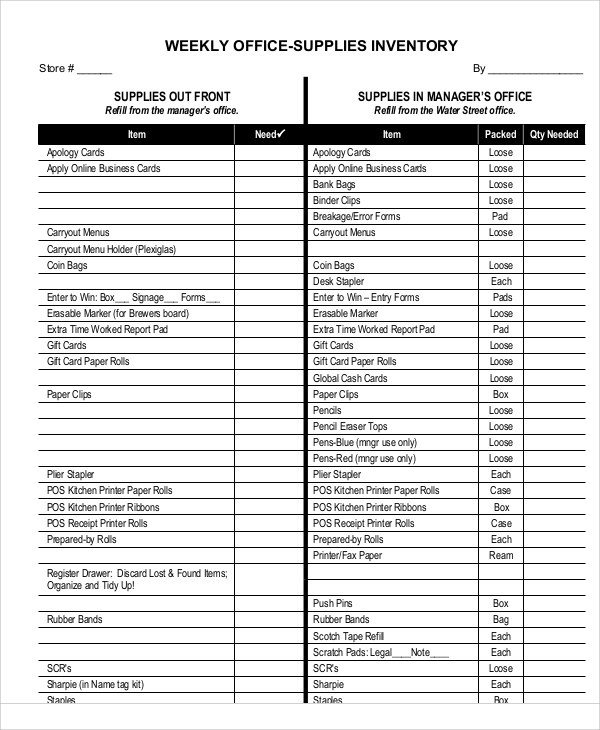 Office Supplies Inventory Template 7 Fice Inventory Templates Free Sample Example
