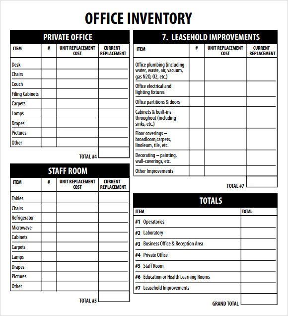 Office Supplies Inventory Template Sample Inventory List Template 9 Free Documents