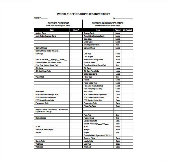 Office Supply Checklist Template Excel Fice Supplies Inventory Template