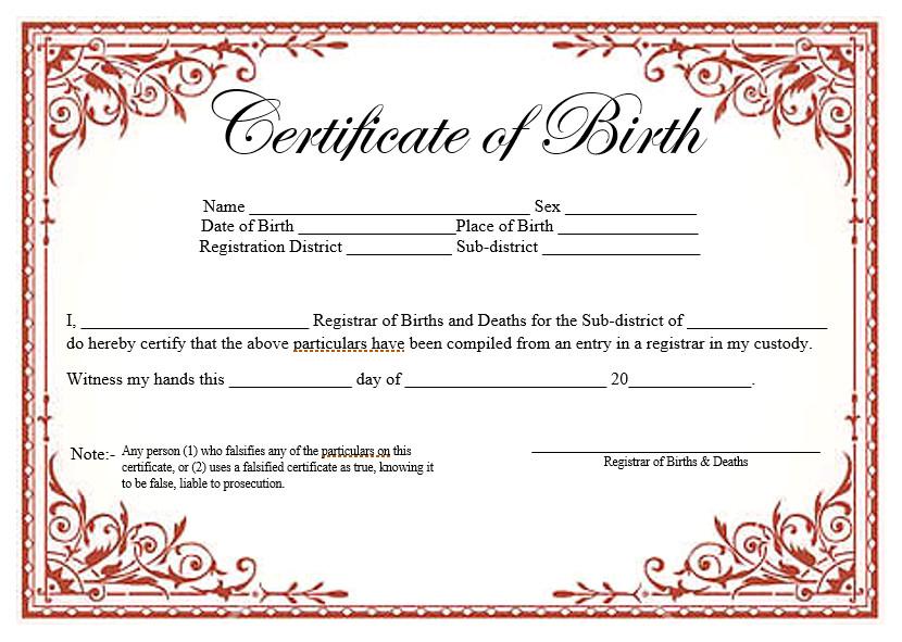 Official Birth Certificate Template 14 Free Birth Certificate Templates In Ms Word &amp; Pdf