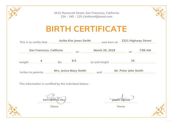 Official Birth Certificate Template Birth Certificate Template 44 Free Word Pdf Psd