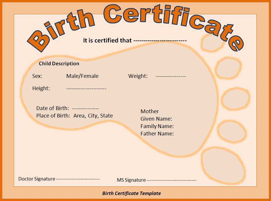 Official Birth Certificate Template Birth Certificate Template