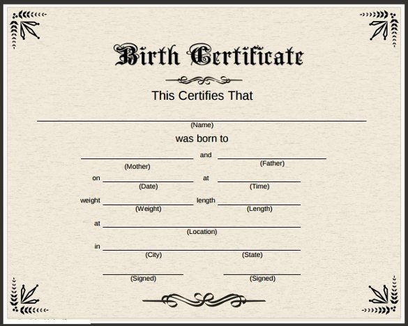 Official Birth Certificate Template Blank Birth Certificate