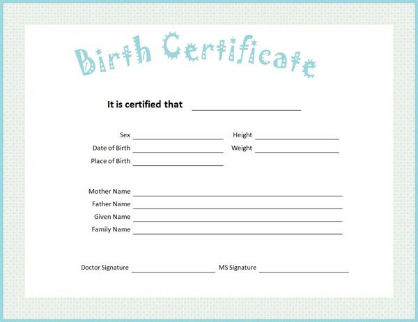 Official Birth Certificate Template Download Birth Certificate Template Fillable Pdf
