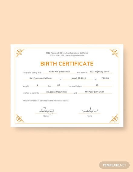 Official Birth Certificate Template Free Birth Certificate Template Download 269