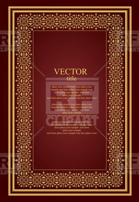 Old Book Cover Template Brochure or Book Cover Template with Golden Vintage