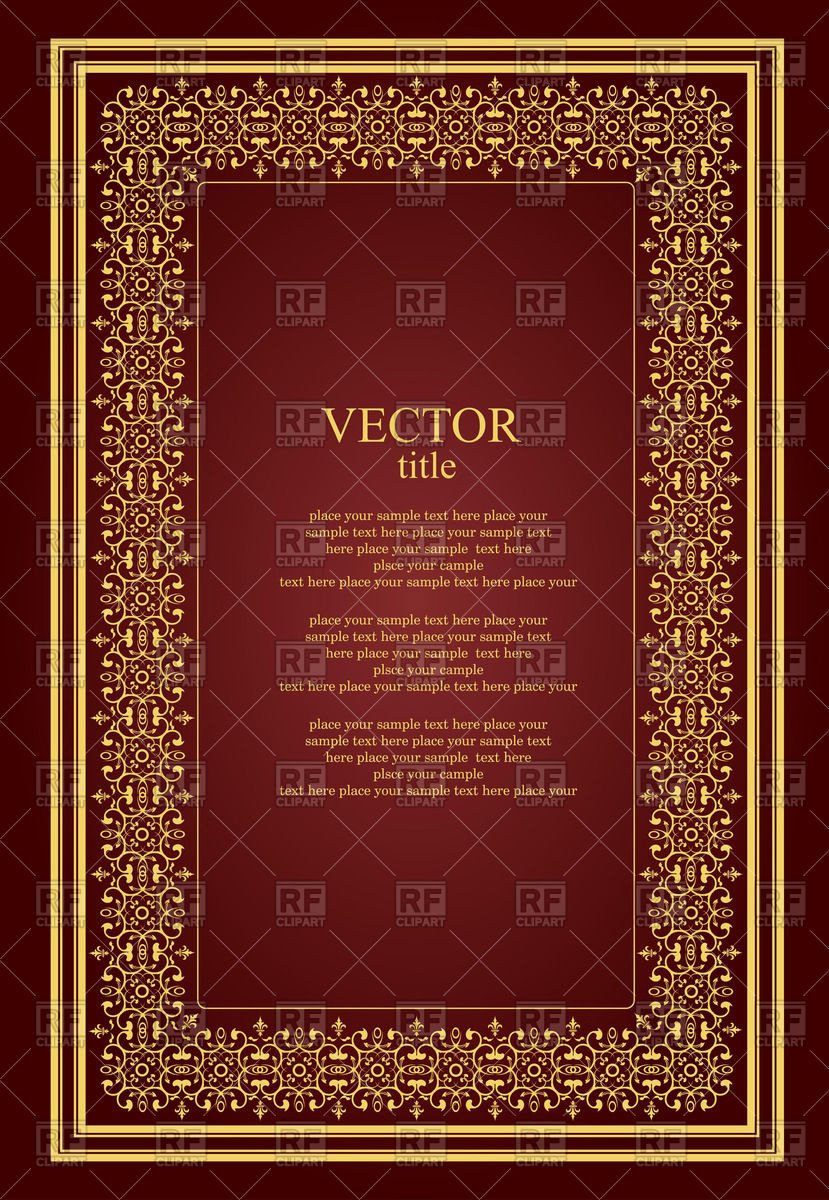 Old Book Cover Template Brochure or Book Cover Template with Golden Vintage