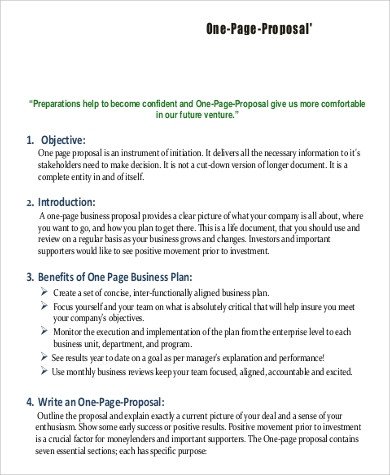 One Page Proposal Template Business Proposal Example 16 Samples In Word Pdf