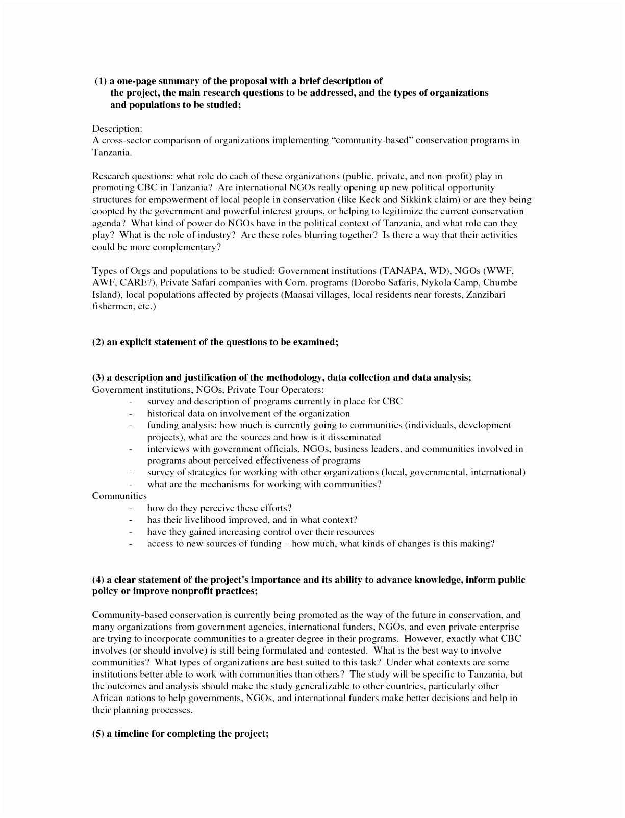 One Page Proposal Template Doc 5 E Page Research Proposal Template Eaawt