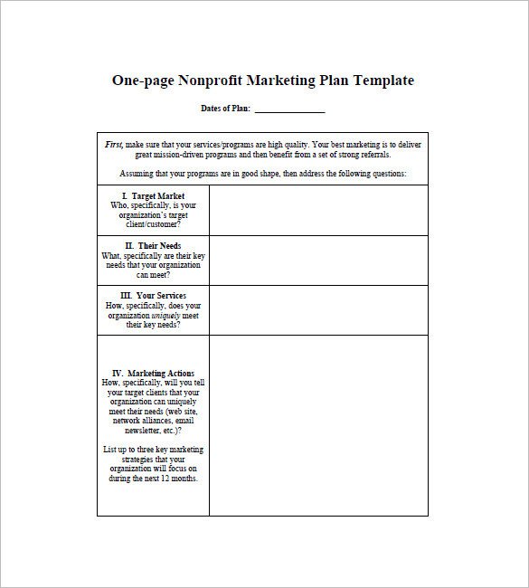 One Page Proposal Template Doc E Page Marketing Plan Template 16 Free Sample