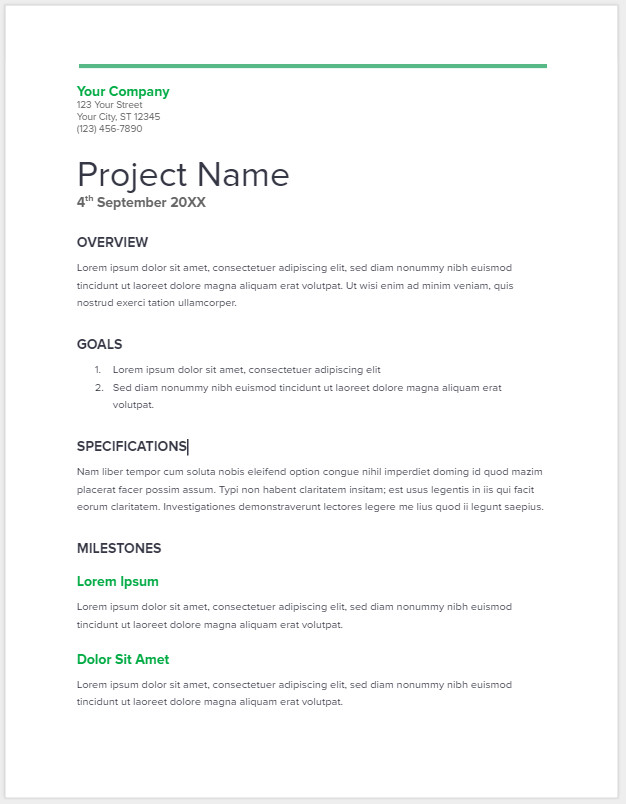 One Page Proposal Template Doc Project Proposal Template