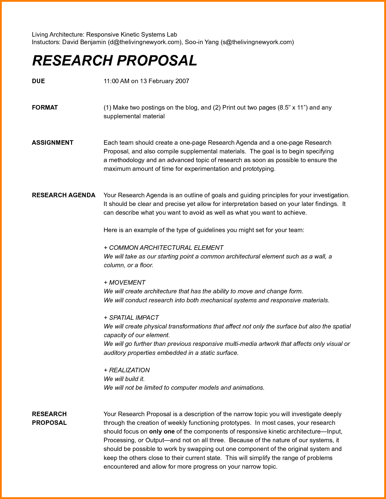 One Page Proposal Template Doc Simple Research Proposal Do the Job A Good Reading Analyze