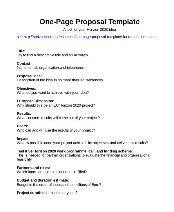 One Page Proposal Template Proposal Template 31 Free Word Pdf Indesign format