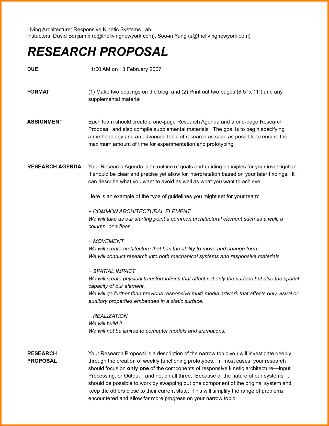 One Page Proposal Template Simple Research Proposal Do the Job A Good Reading Analyze