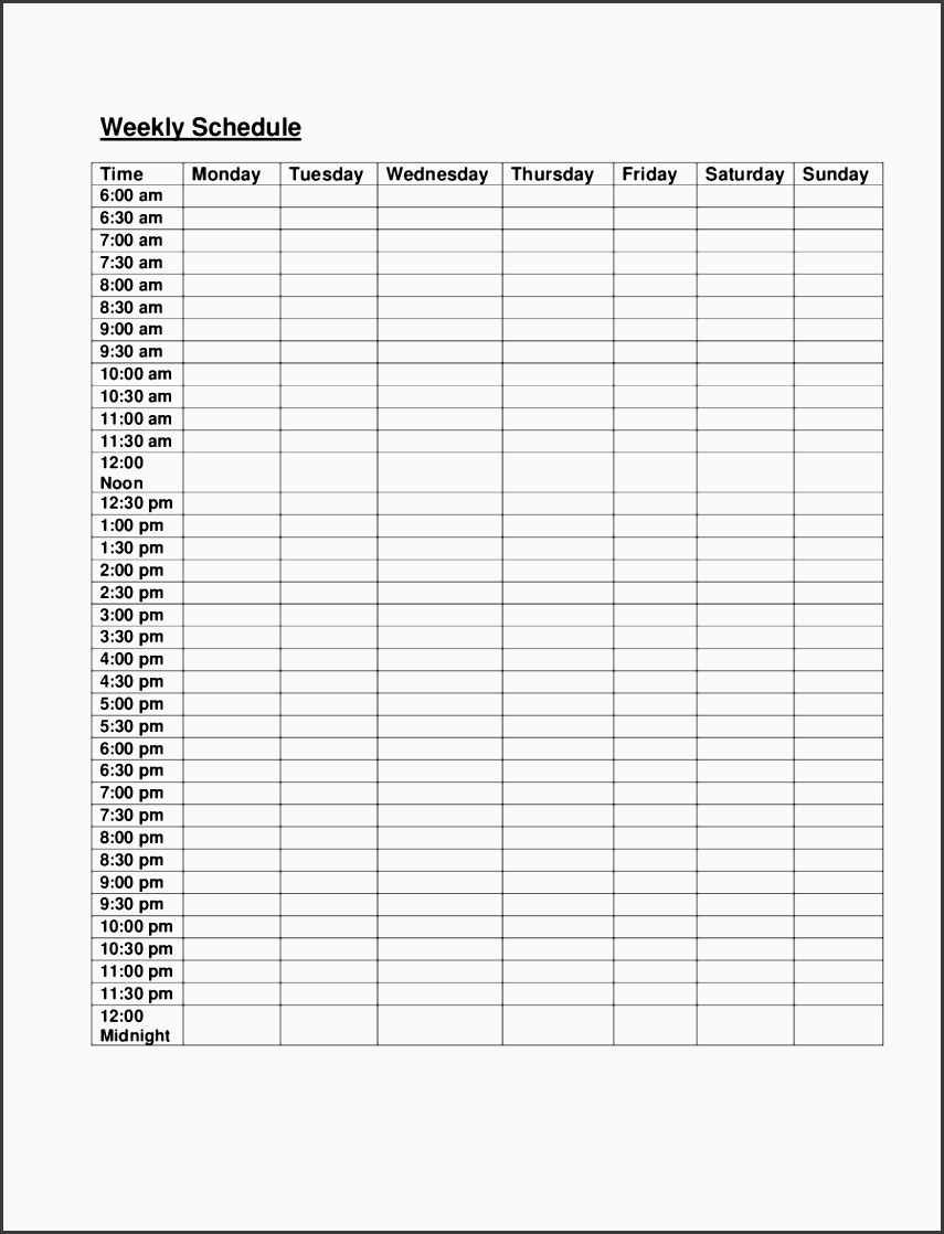 One Week Schedule Template 10 E Week Planner Line Sampletemplatess