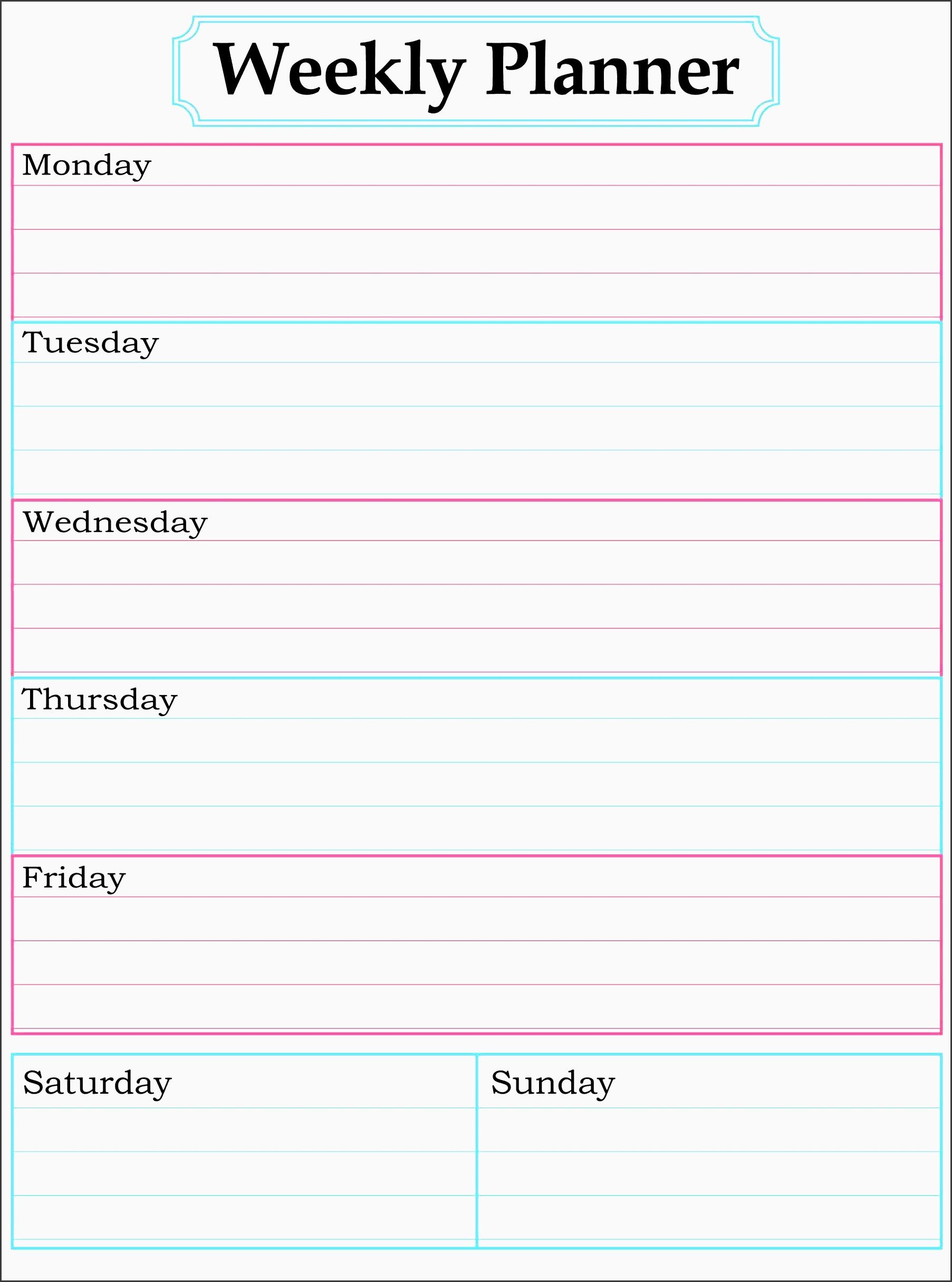 One Week Schedule Template 11 E Week Planner for Employees Sampletemplatess