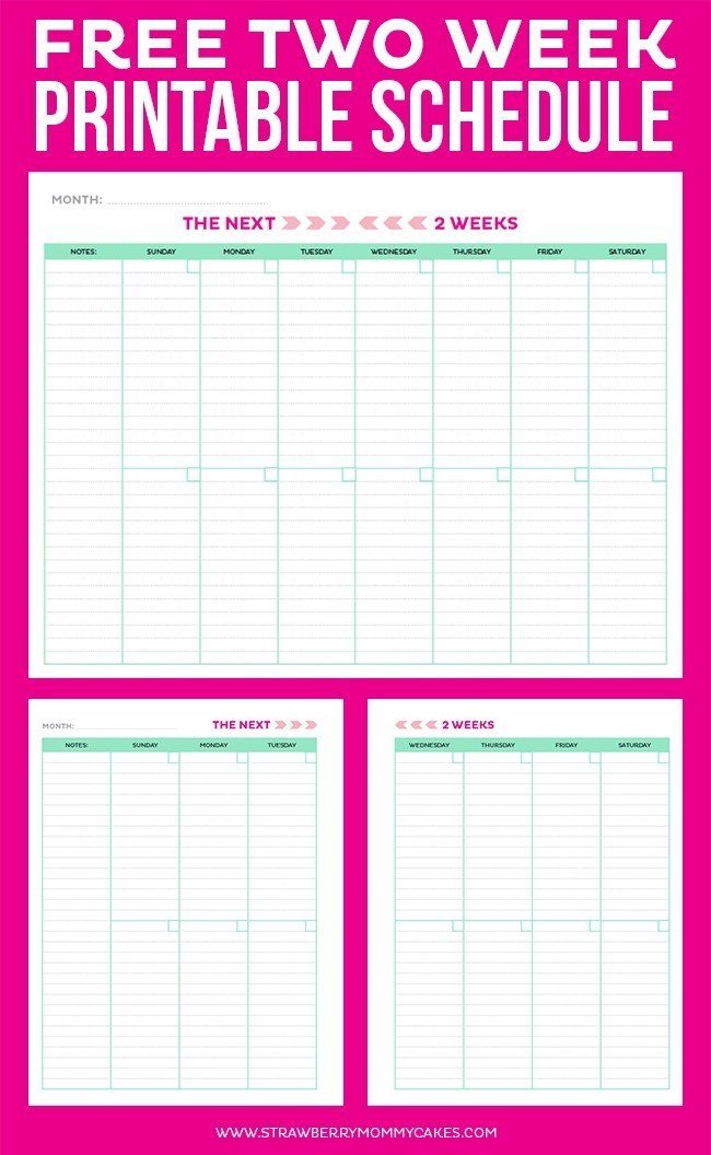 One Week Schedule Template Printable Weekly Calendar Get organized Two Weeks at A Time