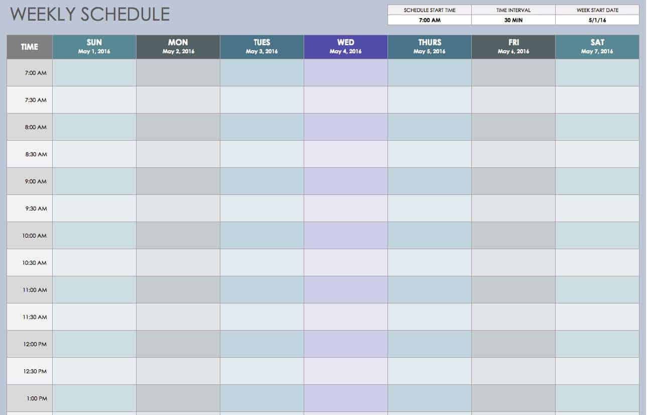 One Week Schedule Template Weekly Schedule Templates Find Word Templates