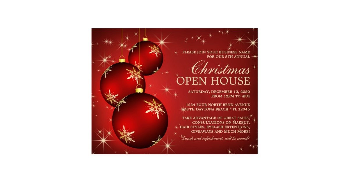 Open House Invitation Templates Elegant Christmas Open House Invitation Template Postcard