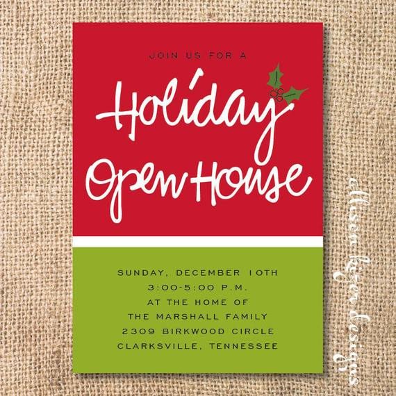 Open House Invites Wording Holiday Open House Printable Invitation