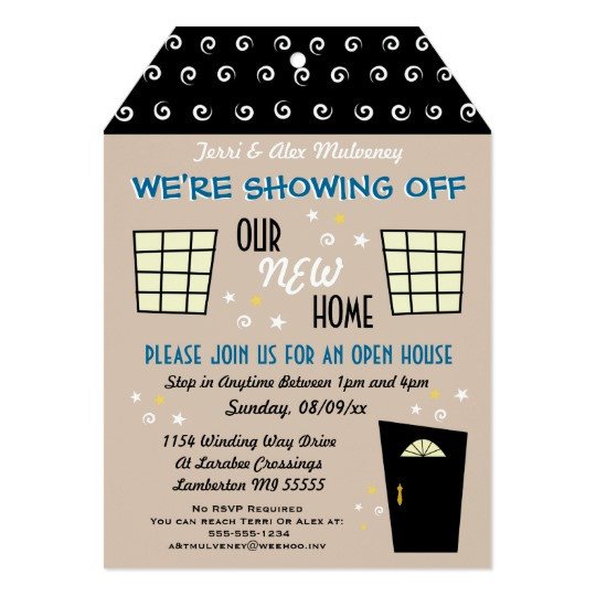 Open House Invites Wording Whimsical Tag Cut Open House Invitation