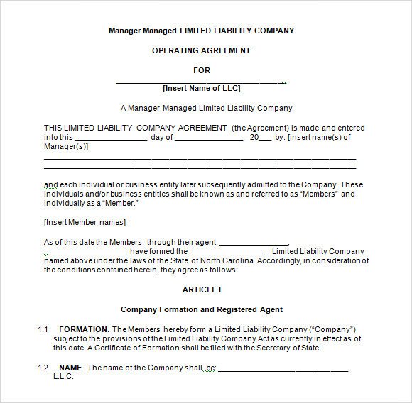 Operating Agreement Llc Template Llc Operating Agreement 11 Download Free Documents In