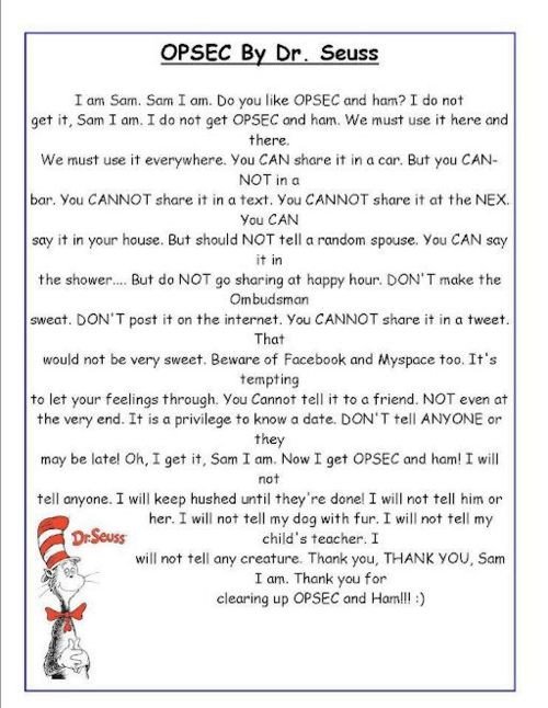Opsec Plan Template Dr Seuss Does Opsec Supporting the Support Back Home