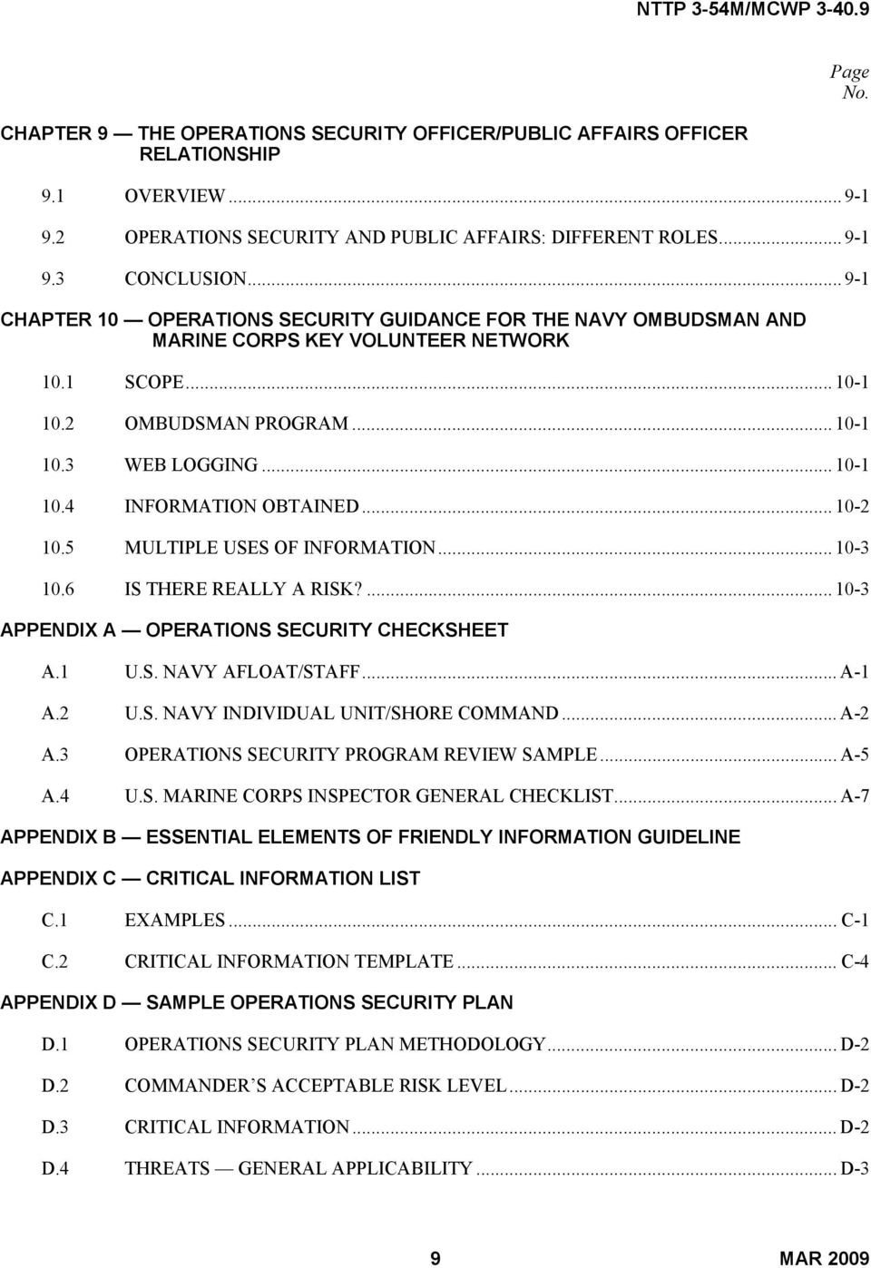 Opsec Plan Template Operations Security Opsec Pdf