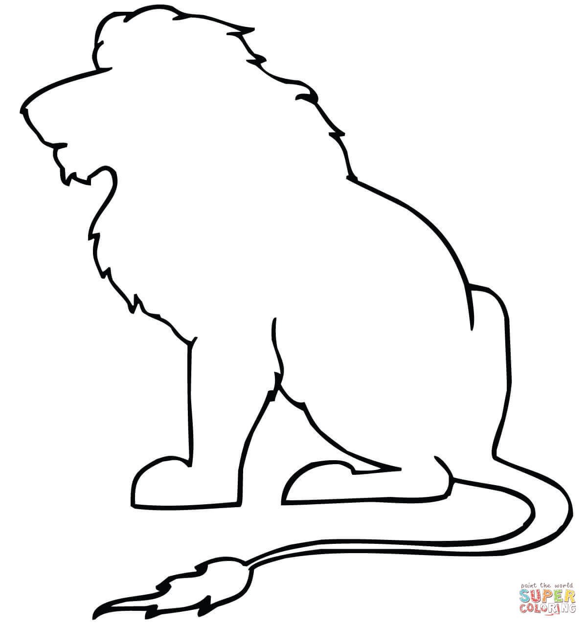 Outline Of A Lion Sitting Lion Outline Coloring Page