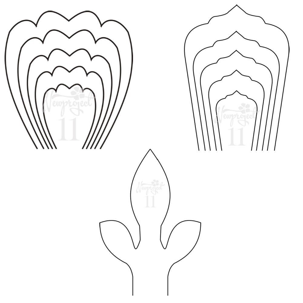 Paper Flower Template Printable Pdf Set Of 2 Flower Templates and 1 Leaf Template Giant