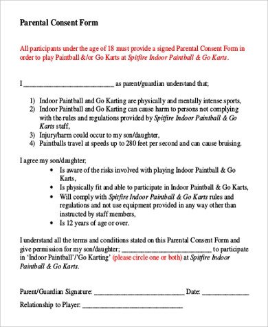 Parental Consent form Template Parent Consent form Sample 9 Examples In Pdf