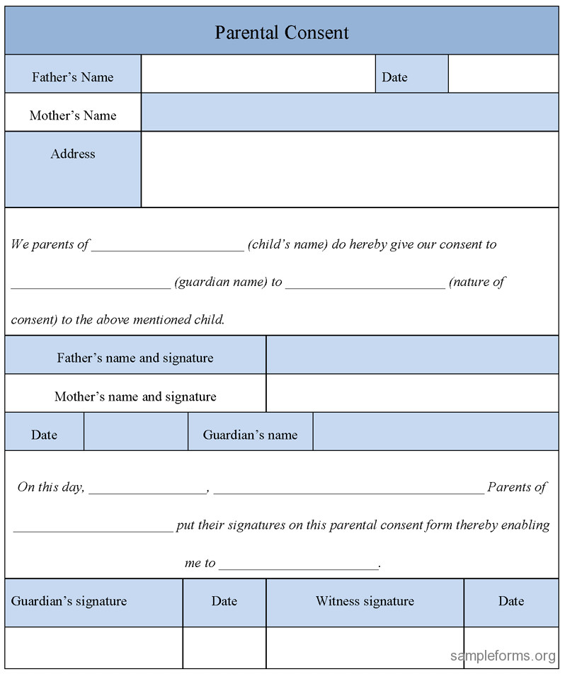 Parental Consent form Template Parental Consent form Sample forms