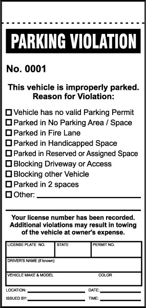 Parking Permit Template Word Parking Violation Ticket Y6008 by Safetysign