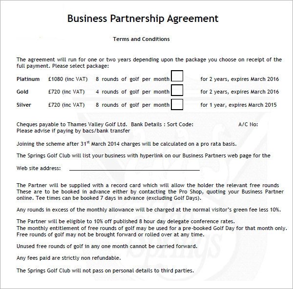 Partnership Agreement Template Pdf Business Partnership Agreement 12 Download Documents In