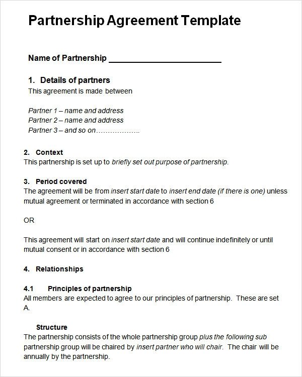 Partnership Agreement Template Pdf Sample Partnership Agreement 24 Free Documents Download