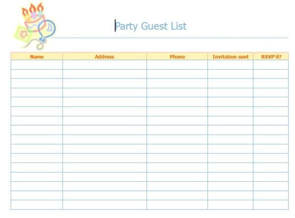 Party Guest List Template Free Printable Guest Checklist