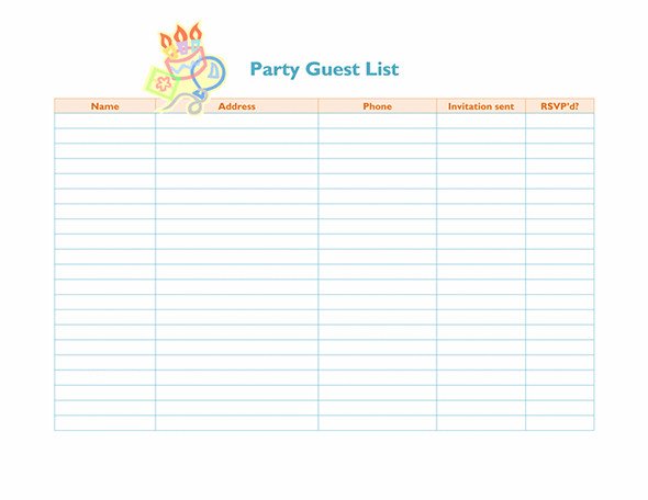 Party Guest List Template Party Guest List Template