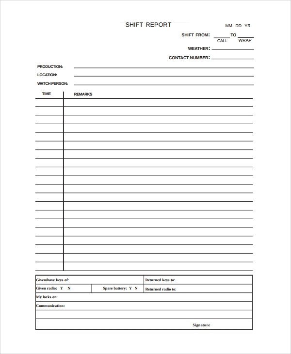 Pass Down Log Template 10 Shift Report Templates Word Pdf Pages